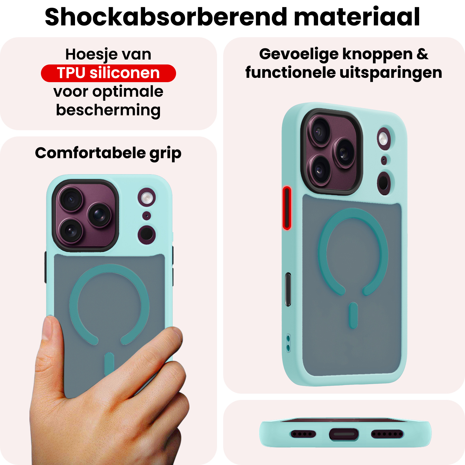 NoXx NoXx iPhone 18 Pro Max Magsafe Hoesje Lichtblauw Met 2x Screenprotector
