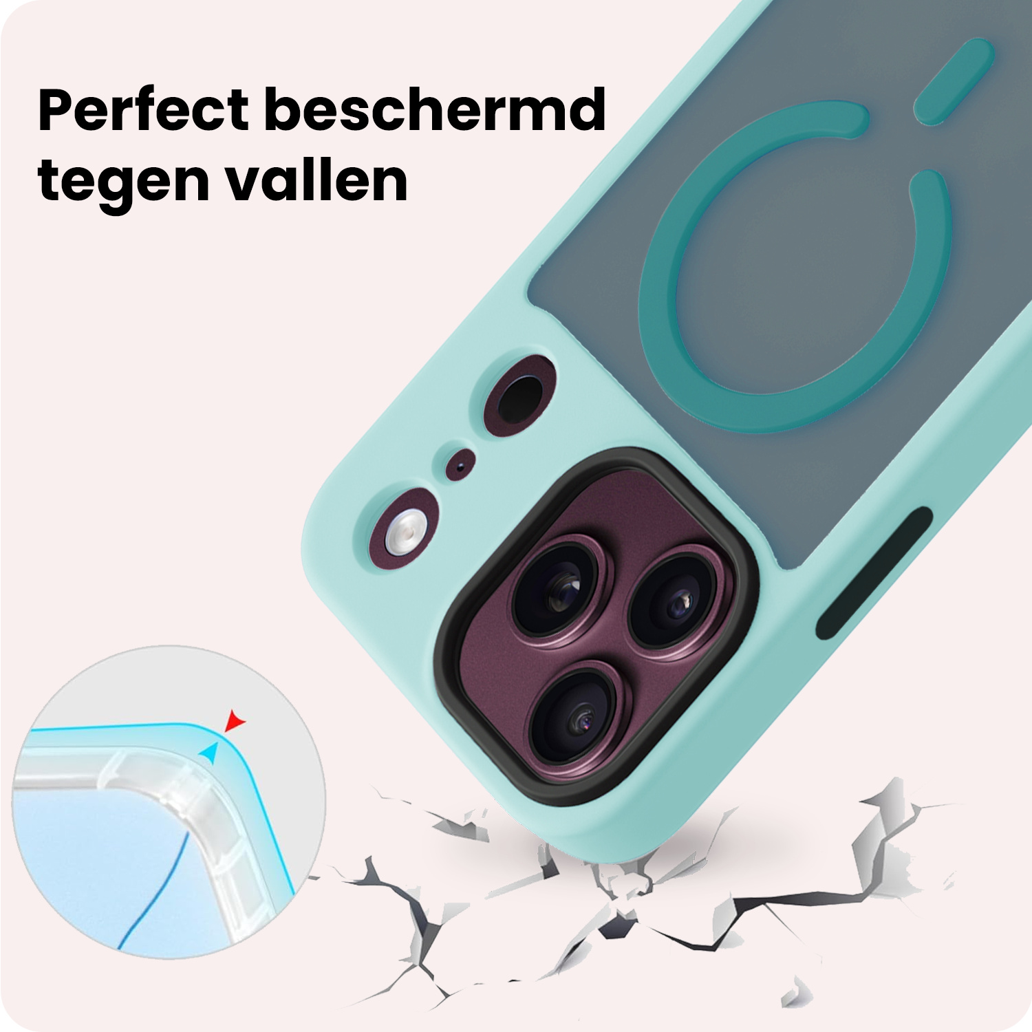 NoXx NoXx iPhone 18 Pro Max Magsafe Hoesje Lichtblauw Met 2x Screenprotector