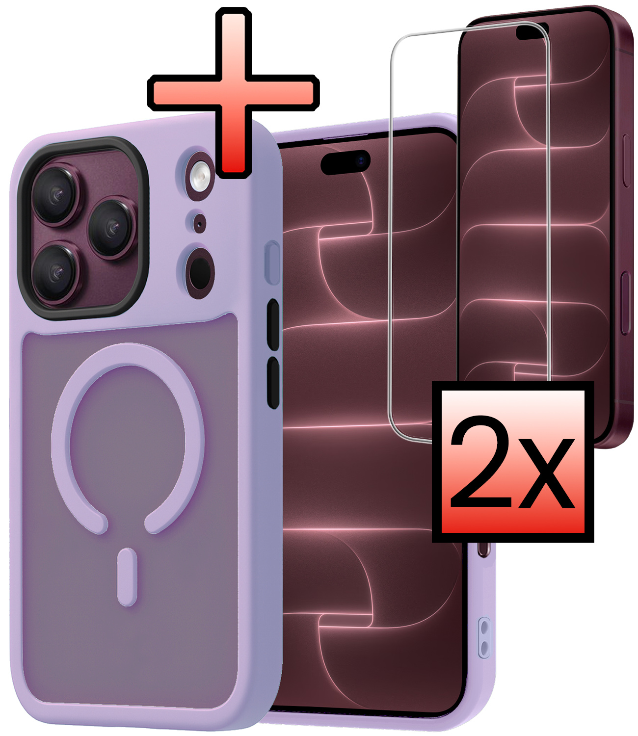 NoXx NoXx iPhone 18 Pro Max Magsafe Hoesje Lila Met 2x Screenprotector