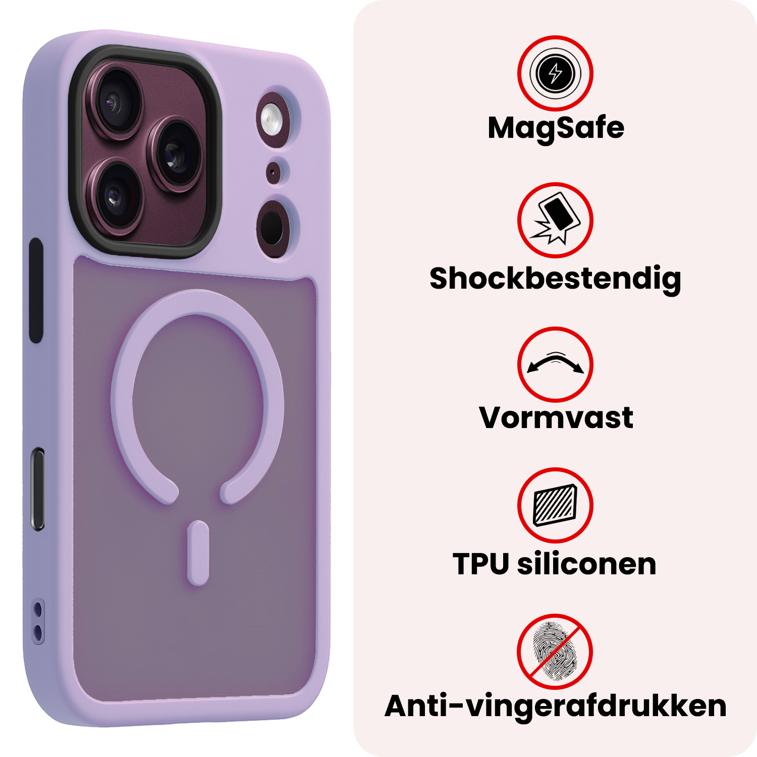 NoXx NoXx iPhone 18 Pro Max Magsafe Hoesje Lila Met 2x Screenprotector
