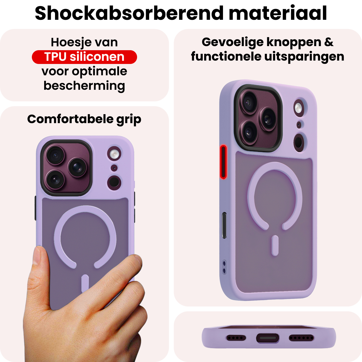 NoXx NoXx iPhone 18 Pro Max Magsafe Hoesje Lila Met 2x Screenprotector