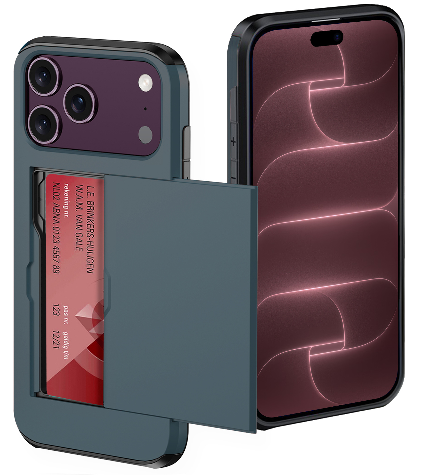 NoXx NoXx iPhone 18 Pro Hoesje Pashouder Hard - Donker Blauw