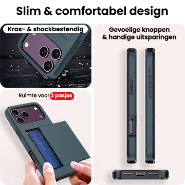 NoXx NoXx iPhone 18 Pro Hoesje Pashouder Hard - Donker Blauw