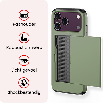 NoXx NoXx iPhone 18 Pro Hoesje Pashouder Hard - Donker Groen
