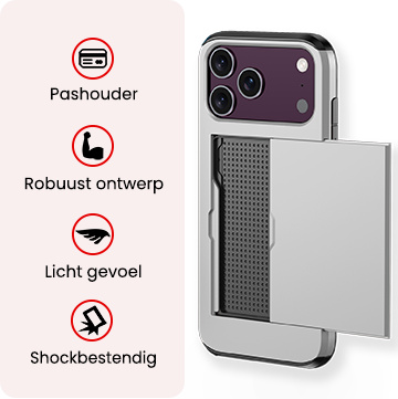 NoXx NoXx iPhone 18 Pro Hoesje Pashouder Hard - Grijs