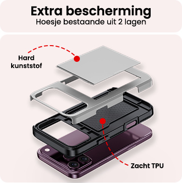 NoXx NoXx iPhone 18 Pro Hoesje Pashouder Hard - Grijs