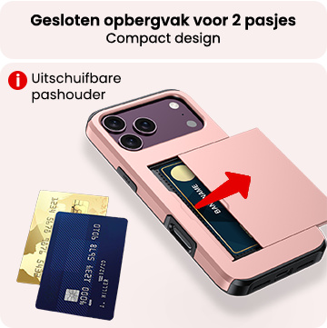 NoXx NoXx iPhone 18 Pro Hoesje Pashouder Hard - Rose Goud