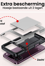 NoXx NoXx iPhone 18 Pro Hoesje Pashouder Hard Met Screenprotector - Grijs