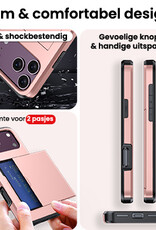NoXx NoXx iPhone 18 Pro Hoesje Pashouder Hard Met Screenprotector - Rose Goud