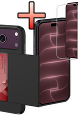 NoXx NoXx iPhone 18 Pro Hoesje Pashouder Hard Met Screenprotector - Zwart