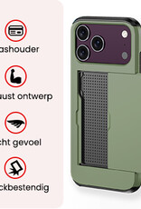 NoXx NoXx iPhone 18 Pro Hoesje Pashouder Hard Met 2x Screenprotector - Donker Groen