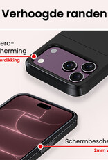 NoXx NoXx iPhone 18 Pro Hoesje Pashouder Hard Met 2x Screenprotector - Zwart