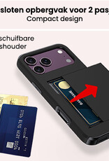 NoXx NoXx iPhone 18 Pro Hoesje Pashouder Hard Met 2x Screenprotector - Zwart