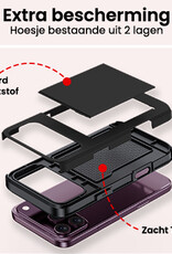 NoXx NoXx iPhone 18 Pro Hoesje Pashouder Hard Met 2x Screenprotector - Zwart