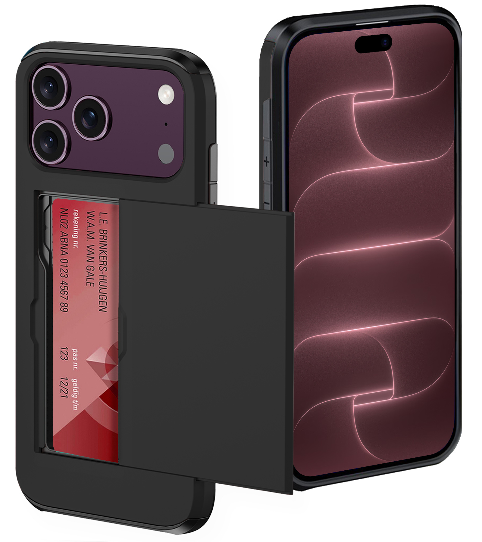 NoXx NoXx iPhone 18 Pro Max Hoesje Pashouder Hard - Zwart