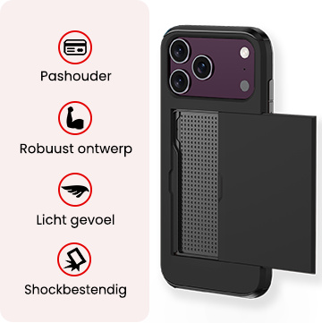 NoXx NoXx iPhone 18 Pro Max Hoesje Pashouder Hard - Zwart