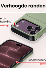 NoXx NoXx iPhone 18 Pro Max Hoesje Pashouder Hard Met Screenprotector - Donker Groen