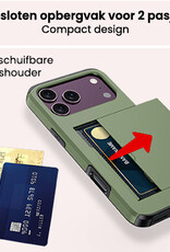 NoXx NoXx iPhone 18 Pro Max Hoesje Pashouder Hard Met Screenprotector - Donker Groen