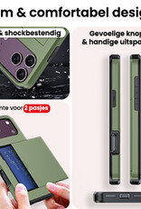 NoXx NoXx iPhone 18 Pro Max Hoesje Pashouder Hard Met Screenprotector - Donker Groen