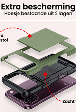 NoXx NoXx iPhone 18 Pro Max Hoesje Pashouder Hard Met Screenprotector - Donker Groen