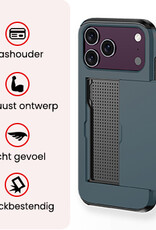NoXx NoXx iPhone 18 Pro Max Hoesje Pashouder Hard Met 2x Screenprotector - Donker Blauw