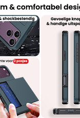 NoXx NoXx iPhone 18 Pro Max Hoesje Pashouder Hard Met 2x Screenprotector - Donker Blauw