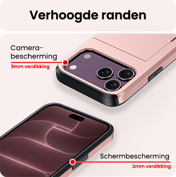 NoXx NoXx iPhone 18 Pro Max Hoesje Pashouder Hard Met 2x Screenprotector - Rose Goud