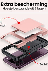NoXx NoXx iPhone 18 Pro Max Hoesje Pashouder Hard Met 2x Screenprotector - Rose Goud