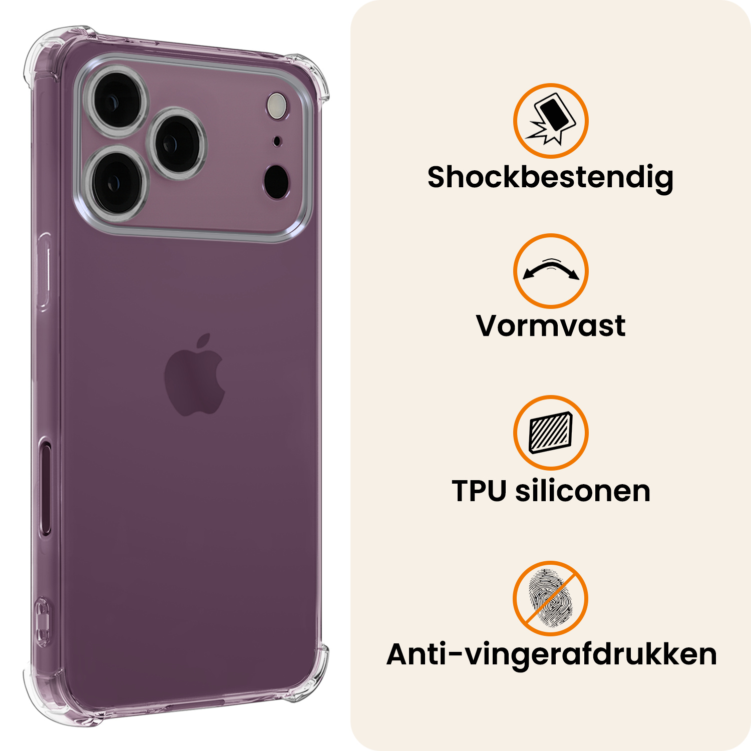 Nomfy Nomfy iPhone 18 Pro Hoesje Shockproof Met 2x Screenprotector Met Dichte Notch