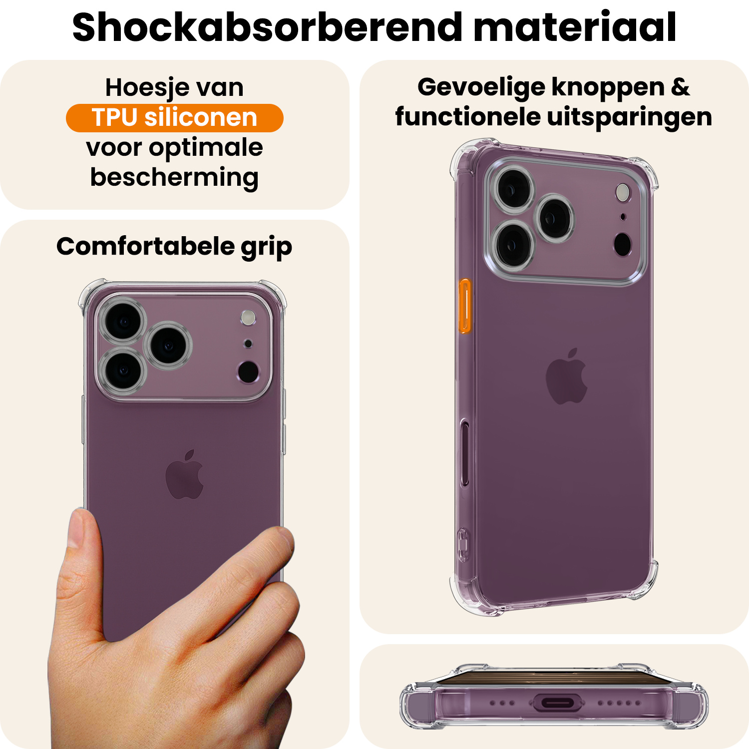 Nomfy Nomfy iPhone 18 Pro Max Hoesje Shockproof - Transparant - 2 PACK