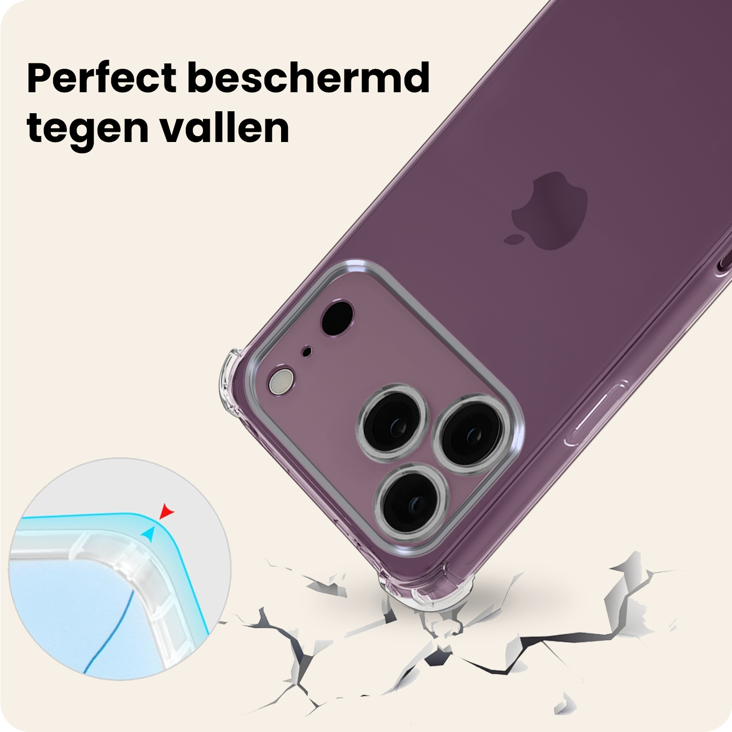 Nomfy Nomfy iPhone 18 Pro Max Hoesje Shockproof Met 2x Screenprotector Met Dichte Notch