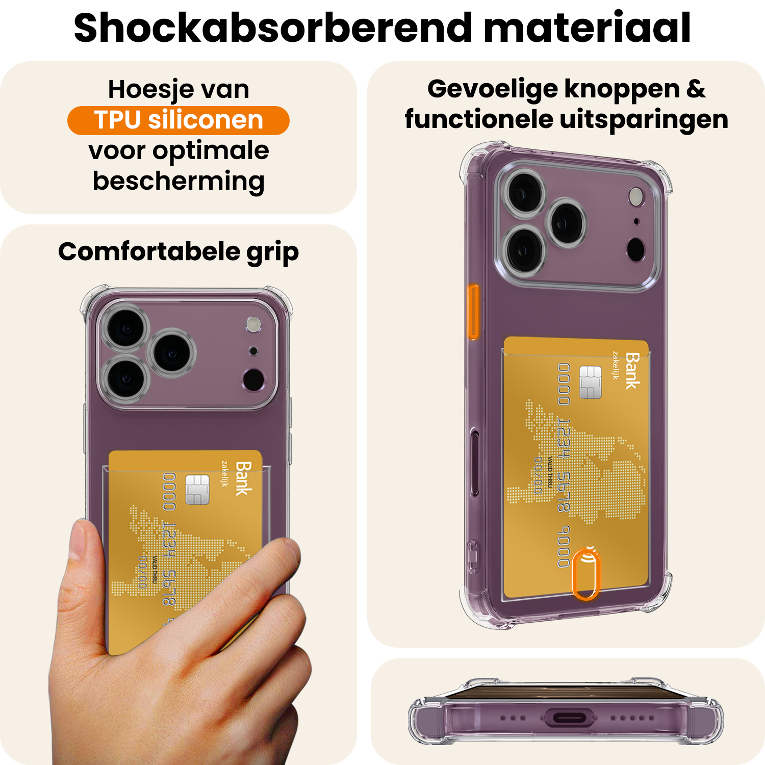 Nomfy Nomfy iPhone 18 Pro Hoesje Pashouder - 2 PACK