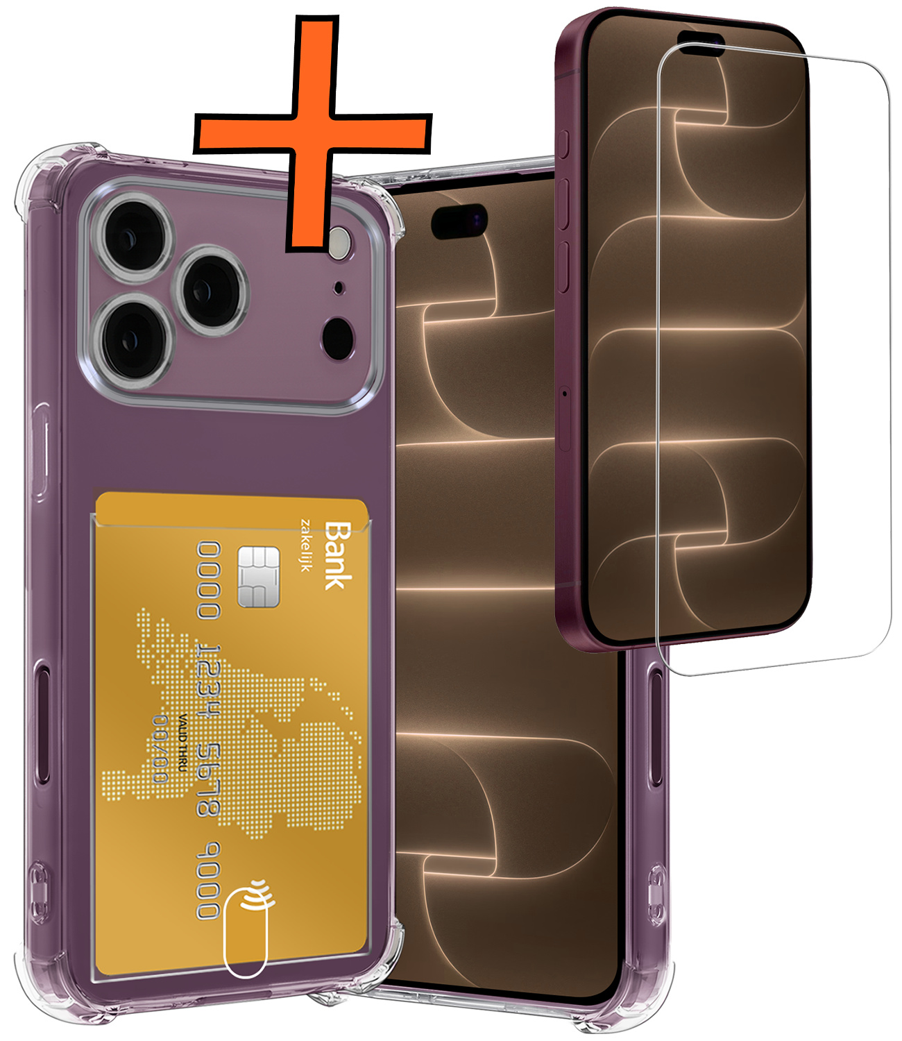 Nomfy Nomfy iPhone 18 Pro Hoesje Pashouder Met Screenprotector