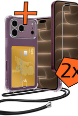 Nomfy Nomfy iPhone 18 Pro Hoesje Pashouder met Koord Met 2x Screenprotector