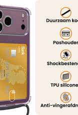 Nomfy Nomfy iPhone 18 Pro Hoesje Pashouder met Koord Met 2x Screenprotector
