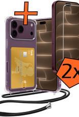 Nomfy Nomfy iPhone 18 Pro Max Hoesje Pashouder met Koord Met 2x Screenprotector
