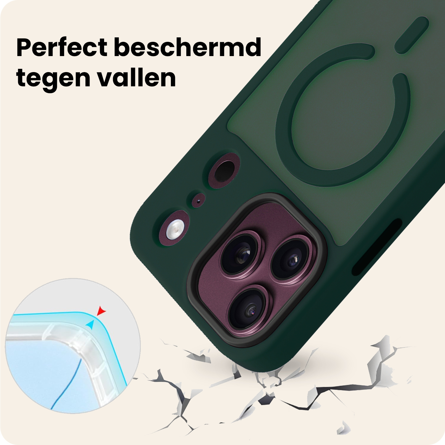 Nomfy Nomfy iPhone 18 Pro Magsafe Hoesje Donkergroen Met Screenprotector