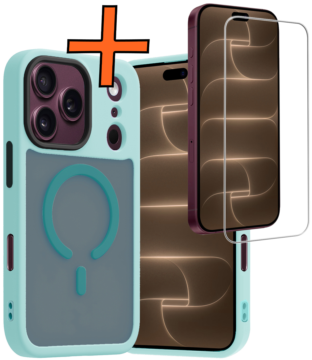 Nomfy Nomfy iPhone 18 Pro Magsafe Hoesje Lichtblauw Met Screenprotector