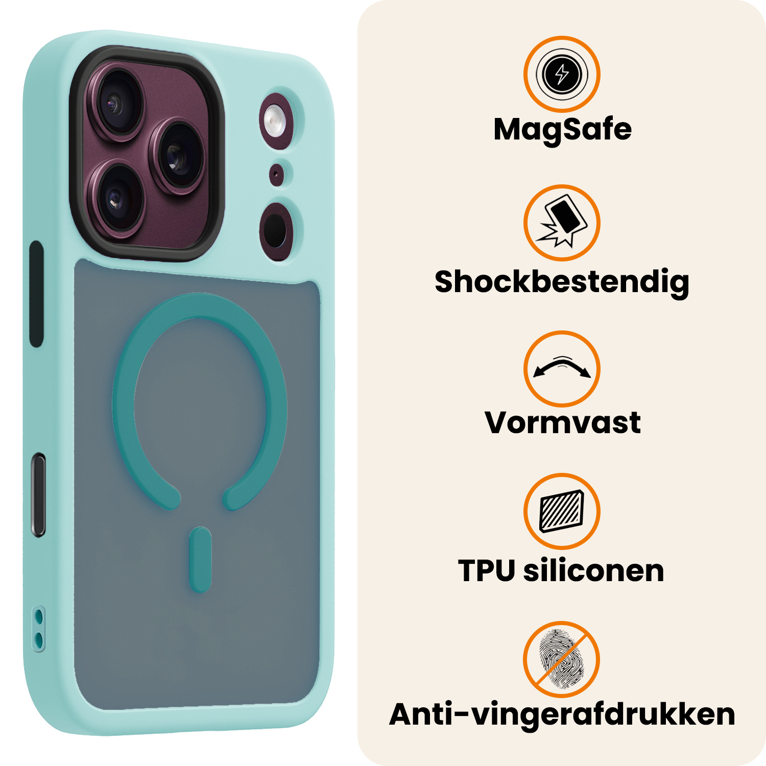 Nomfy Nomfy iPhone 18 Pro Magsafe Hoesje Lichtblauw Met Screenprotector