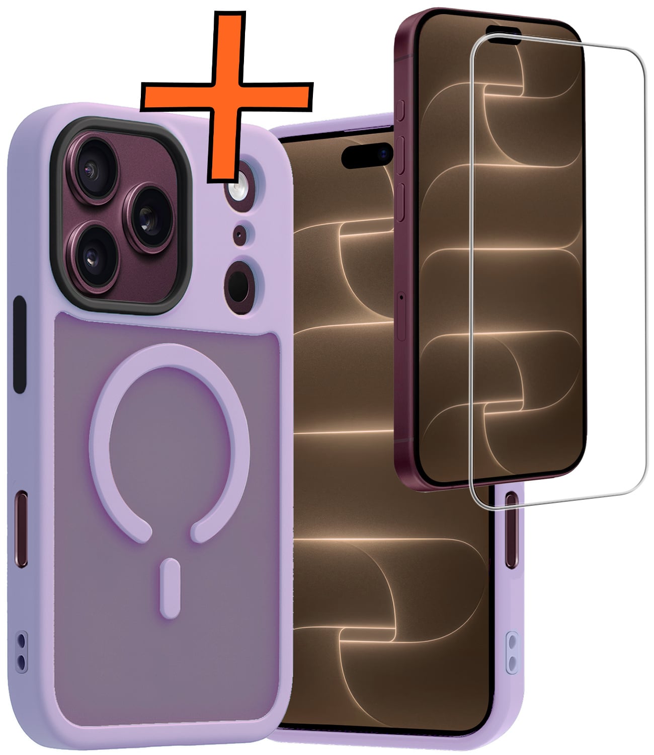 Nomfy Nomfy iPhone 18 Pro Magsafe Hoesje Lila Met Screenprotector