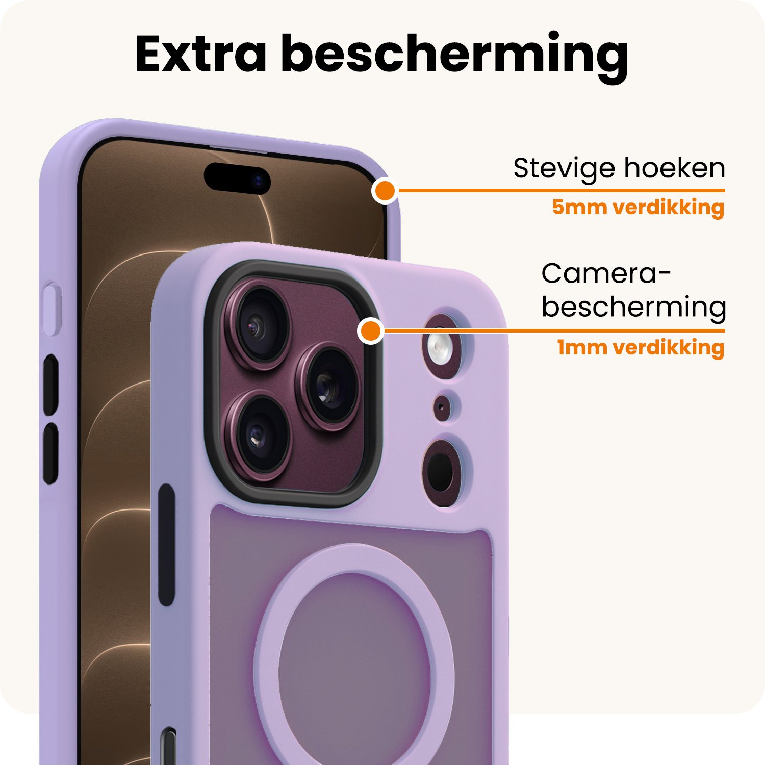 Nomfy Nomfy iPhone 18 Pro Magsafe Hoesje Lila Met Screenprotector