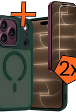 Nomfy Nomfy iPhone 18 Pro Magsafe Hoesje Donkergroen Met 2x Screenprotector