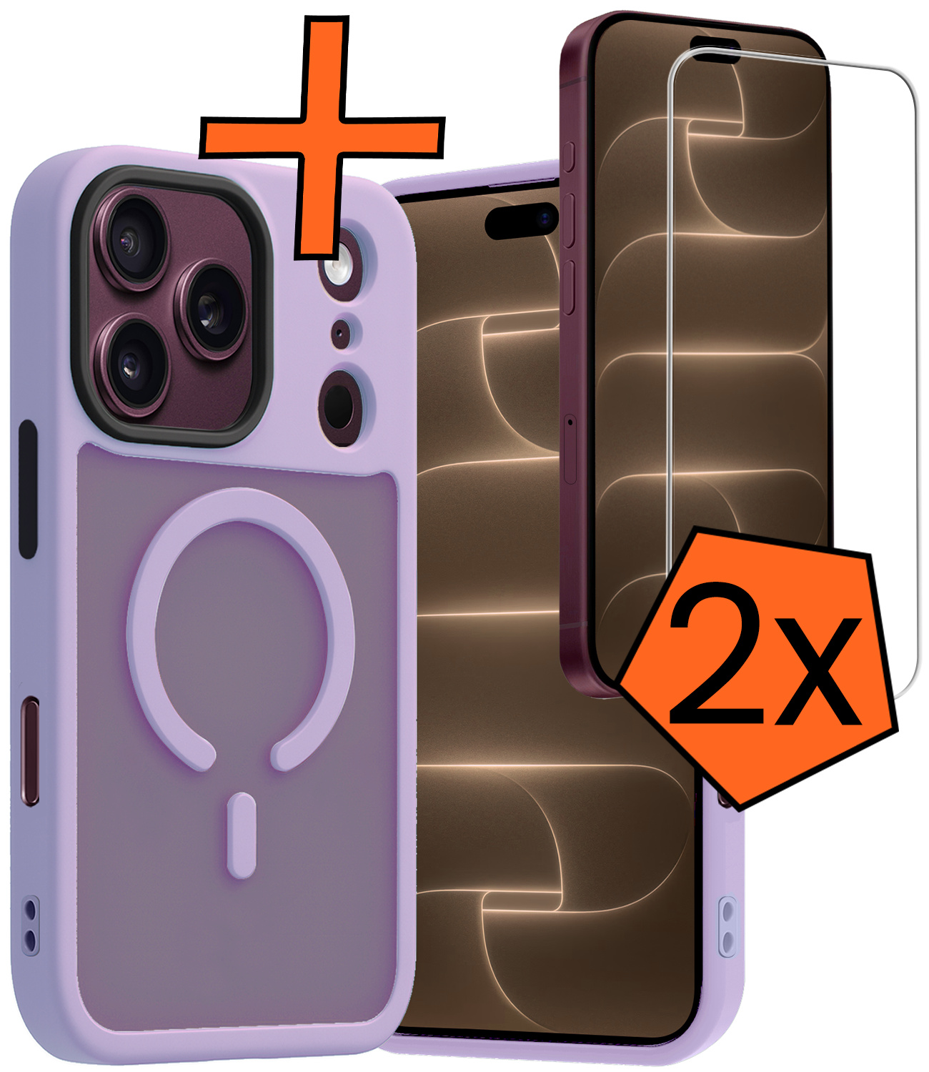 Nomfy Nomfy iPhone 18 Pro Magsafe Hoesje Lila Met 2x Screenprotector