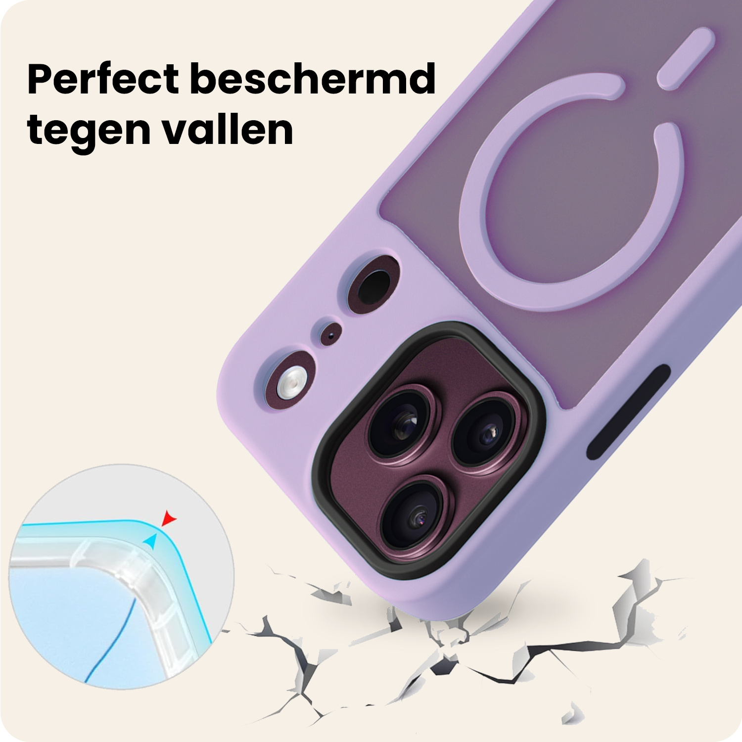 Nomfy Nomfy iPhone 18 Pro Magsafe Hoesje Lila Met 2x Screenprotector