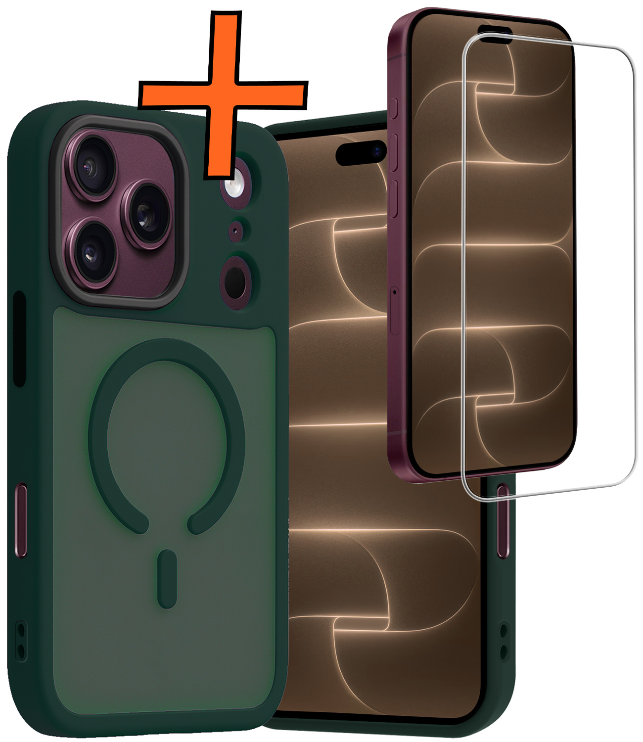 Nomfy Nomfy iPhone 18 Pro Max Magsafe Hoesje Donkergroen Met Screenprotector