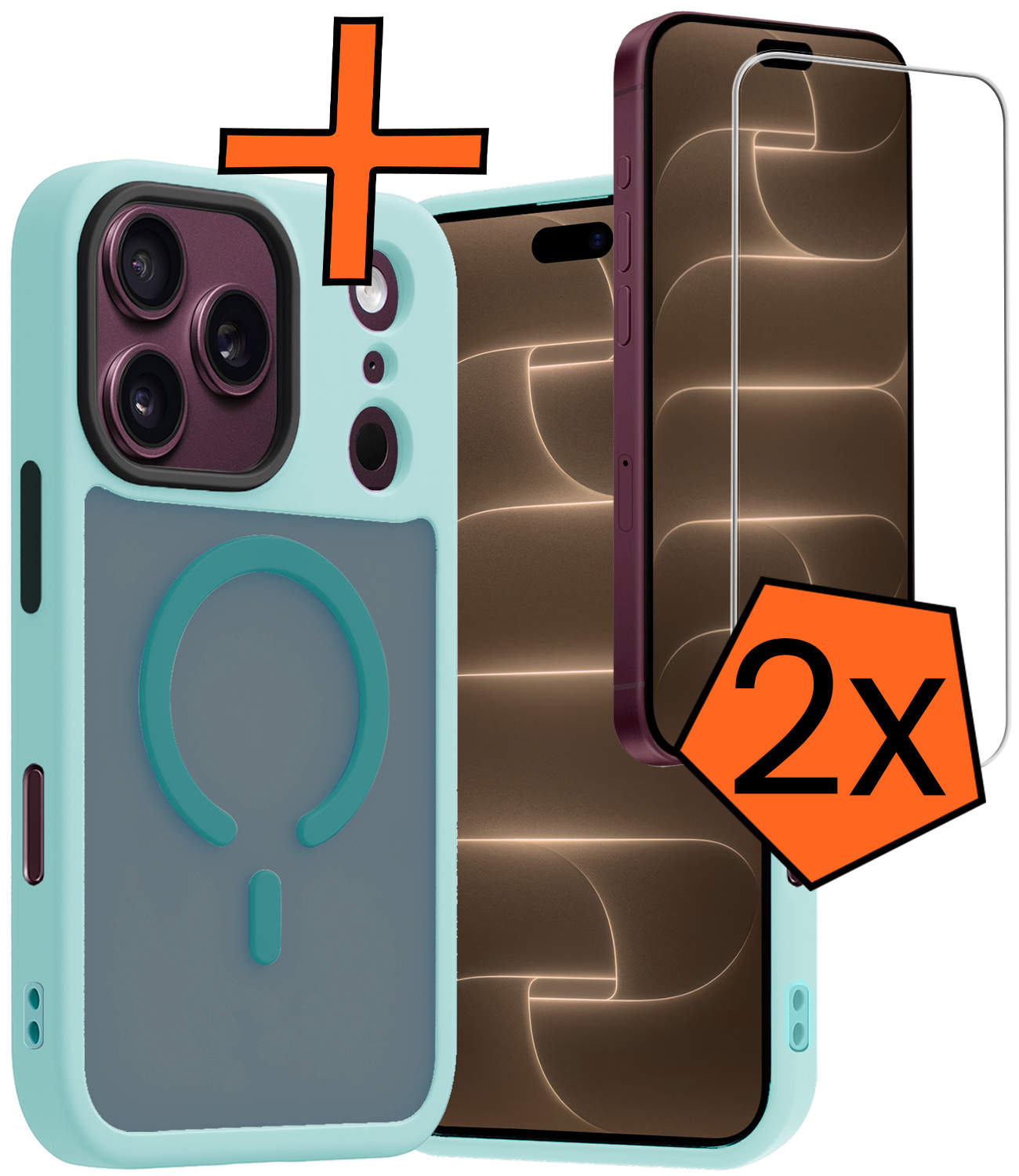 Nomfy Nomfy iPhone 18 Pro Max Magsafe Hoesje Lichtblauw Met 2x Screenprotector