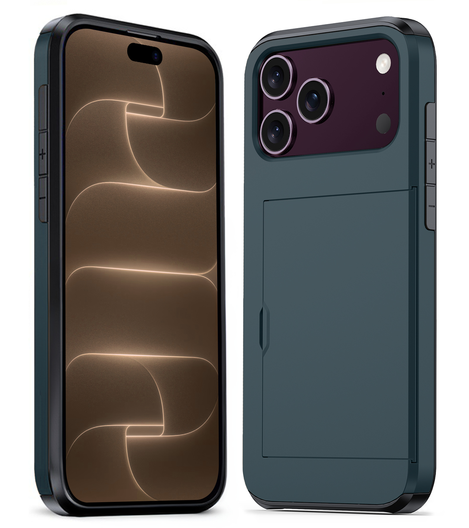 Nomfy Nomfy iPhone 18 Pro Hoesje Pashouder Hard - Donker Blauw