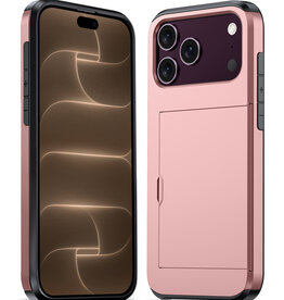 Nomfy Nomfy iPhone 18 Pro Hoesje Pashouder Hard - Rose Goud