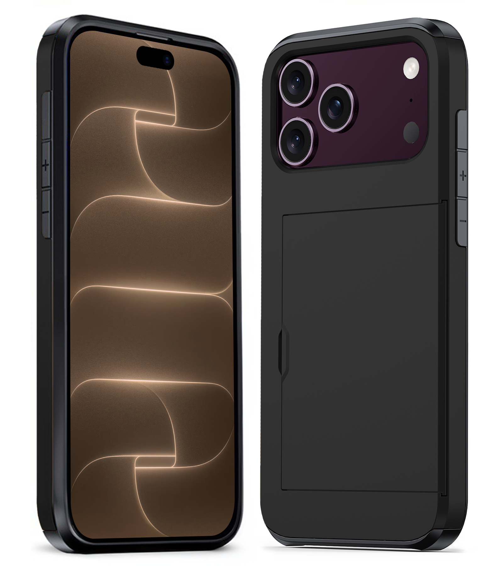 Nomfy Nomfy iPhone 18 Pro Hoesje Pashouder Hard - Zwart