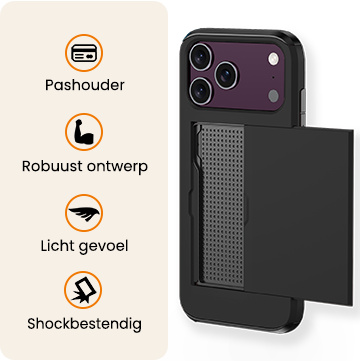 Nomfy Nomfy iPhone 18 Pro Hoesje Pashouder Hard - Zwart